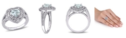 Macy's Aquamarine (1 1/2 ct. t.w.) and Diamond (1/5 ct. t.w.) Halo Heart Ring in 10k White Gold